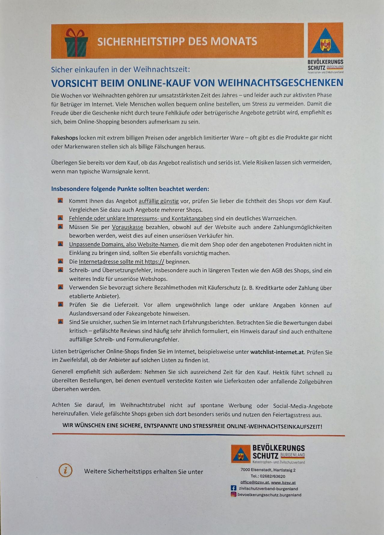 Vorsicht beim Online-Kauf von Weihnachtsgeschenken. Wochen vor Weihnachten sind die umsatzstärksten des Jahres - und leider auch die aktive Phase für Betrüger im Internet. Viele Menschen wollen online bestellen, um Stress zu vermeiden. Fakeshops bieten extrem niedrige Preise oder scheinbar begrenzte Ware - oft sind die Produkte gar nicht oder Markenware, sondern billige Fälschungen.