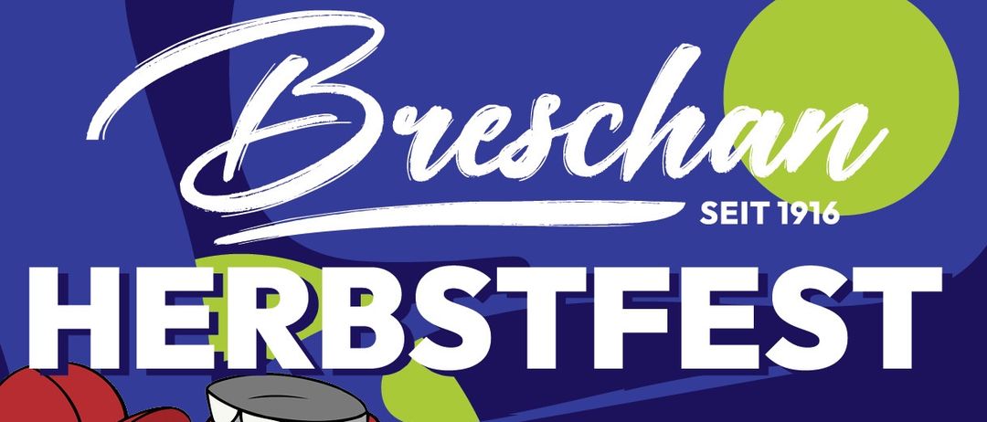 Werbeplakat für das Breschnan Herbstfest, mit einem gezeichneten Elefanten. Termine sind der 23. und 25. Oktober, der 3. und 8. November. Es gibt einen Rabatt von 20% auf alle Spielzeugprodukte.
