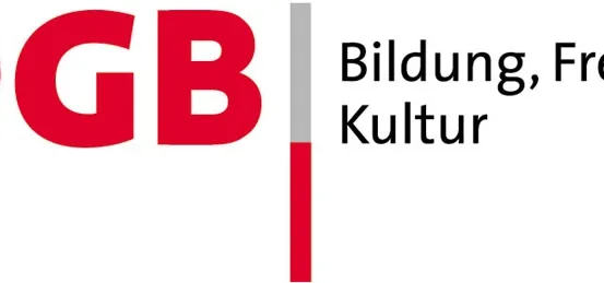 Das Bild zeigt ein rotes und weißes Logo mit den Buchstaben 'OGB' in prominenter Darstellung und dem Text 'Bildung, Freizeit, Kultur' darunter.