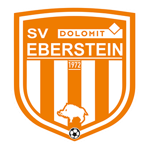 Das Logo von SV Dolomit Eberstein, gegründet 1972, zeigt einen orange-weissen Schild mit einem Wildschwein und einem Fussball in der Mitte.