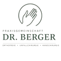 Logo für Praxisgemeinschaft Dr. Berger, zeigt eine Hand in einem Kreis, darunter steht in fetter grüner Schrift 'Orthopädie, Unfallchirurgie, Handchirurgie.'