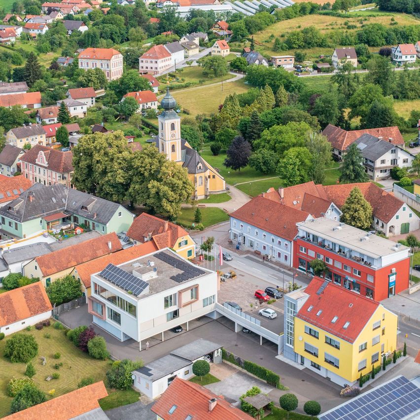 Image contains, Building, Outdoors, Cityscape, Urban, Nature, Countryside, Housing, Village, Aerial View, House