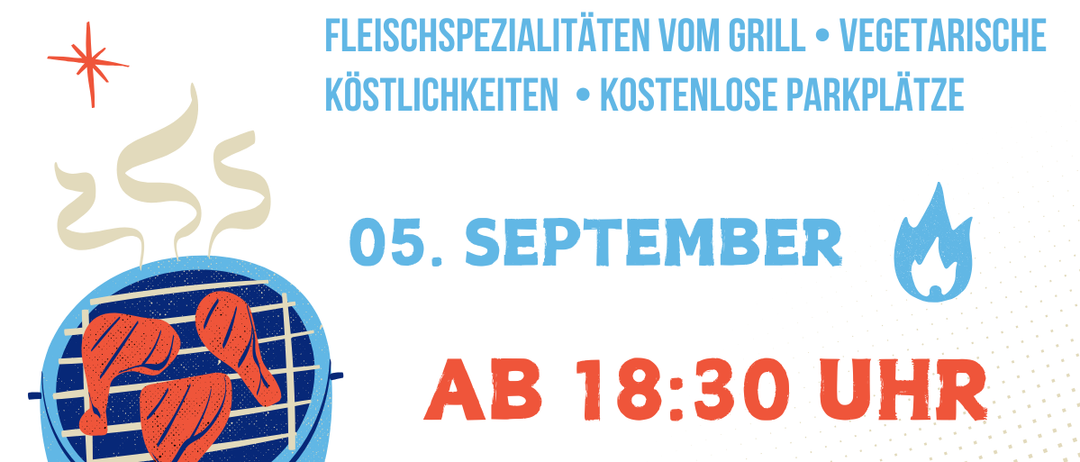 Erleben Sie einen entspannten Sommerabend mit köstlichen Grillspezialitäten im Hotel Nudelbacher. Gegrilltes Fleisch und vegetarische Optionen, kostenlose Parkplätze. 5. September um 18:30 Uhr.