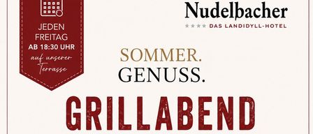 Ein Sommerabend voller Genuss. Küchenchef Reinhold Malle verwöhnt Sie mit ausgewählten Grillspezialitäten, frischen Salaten, köstlichen Beilagen und vegetarischen Genussmomenten. Gekrönt wird der Abend durch eine süße Dessertüberraschung.