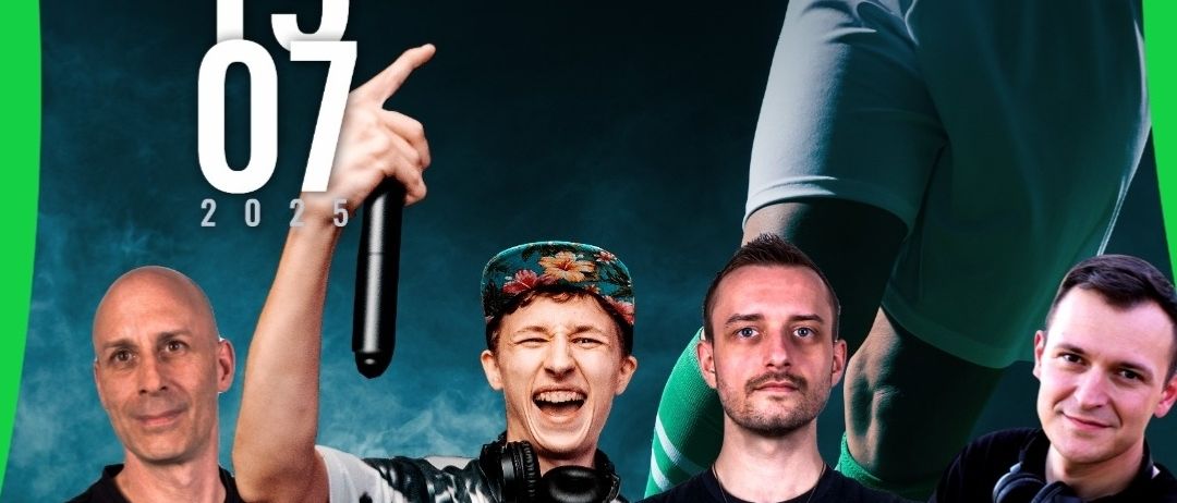 Fünf Männer stehen vor einem dunklen Hintergrund. Einer hält ein Mikrofon. Das Datum 19.07.2025 ist in großen Zahlen angezeigt. Der Slogan From the Rooftop steht oben geschrieben.