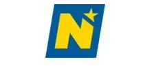 Ein Logo mit blauem quadratischem Hintergrund und einem gelben Buchstaben 'N' mit einem gelben Stern oben.