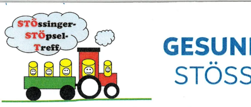 Ein Bild eines bunten Cartoon-Zuges mit zwei lächelnden Gesichtern auf der Vorderseite, der weißen Dampf ausstößt. Das Wort 'GES' ist in Blau auf der rechten Seite geschrieben.
