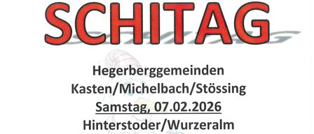 Ankündigung für Busreise nach Hinterstoder/Wurzeralm am 07.02.2026 von Hegenberggemeinden Kasten/Michelbach/Stossing. Abfahrten von Feiast, Kasten und Strohmayer/Furth um 06:00, 06:15 und 06:30. Ticketpreise: 59 € für Erwachsene, 47 € für Studenten/Jugendliche, 30 € für Kinder. Anmeldung bis 02.02.2026.