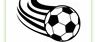 Eine schwarz-weiße Illustration eines Fußballs mit Bewegungslinien auf weißem Hintergrund.