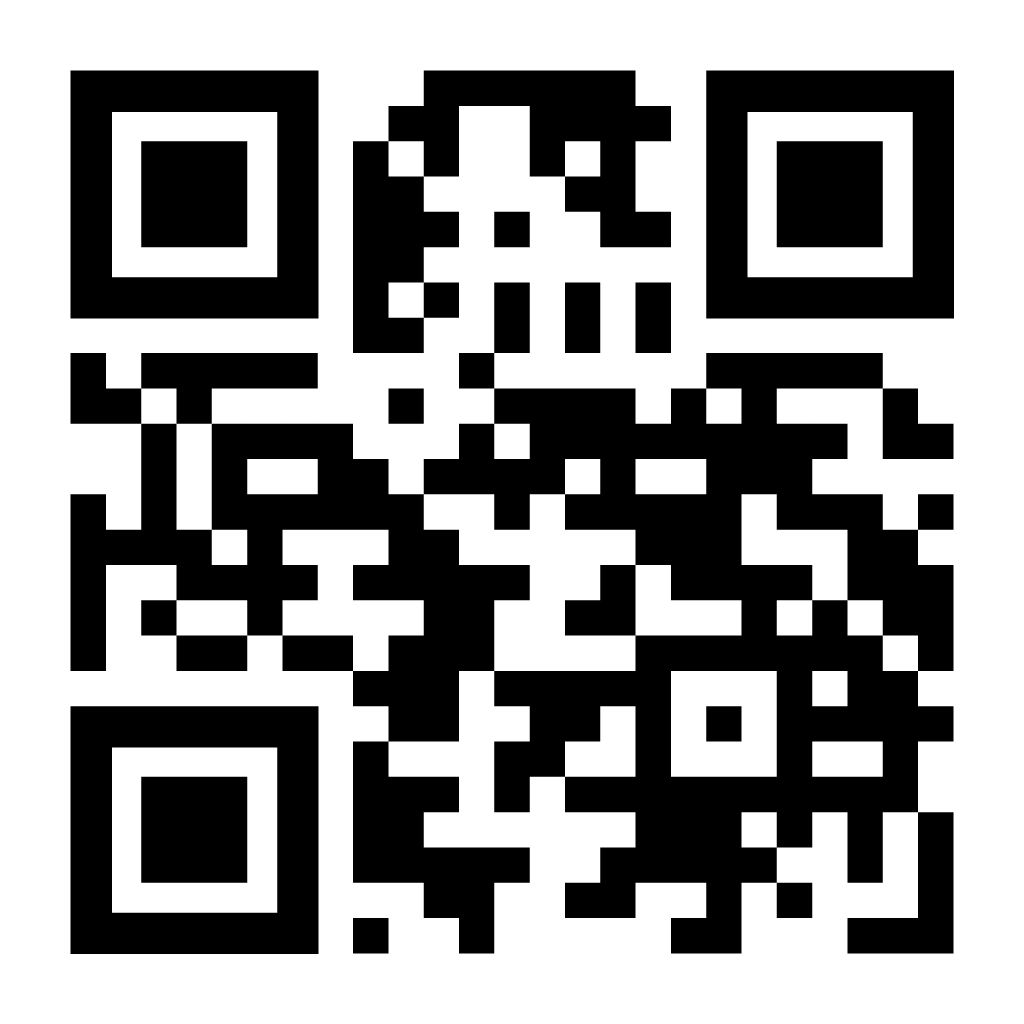 Ein schwarz-weißer QR-Code auf weißem Hintergrund.