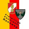 Logo der Freiwilligen Feuerwehr Rennweg mit einem Schild, einer Flamme und gekreuzten Armen.