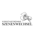 Ein schwarz-weißes Logo mit einer Kamera und den Worten 'Vorstadtbuhne Szenenwechsel'.