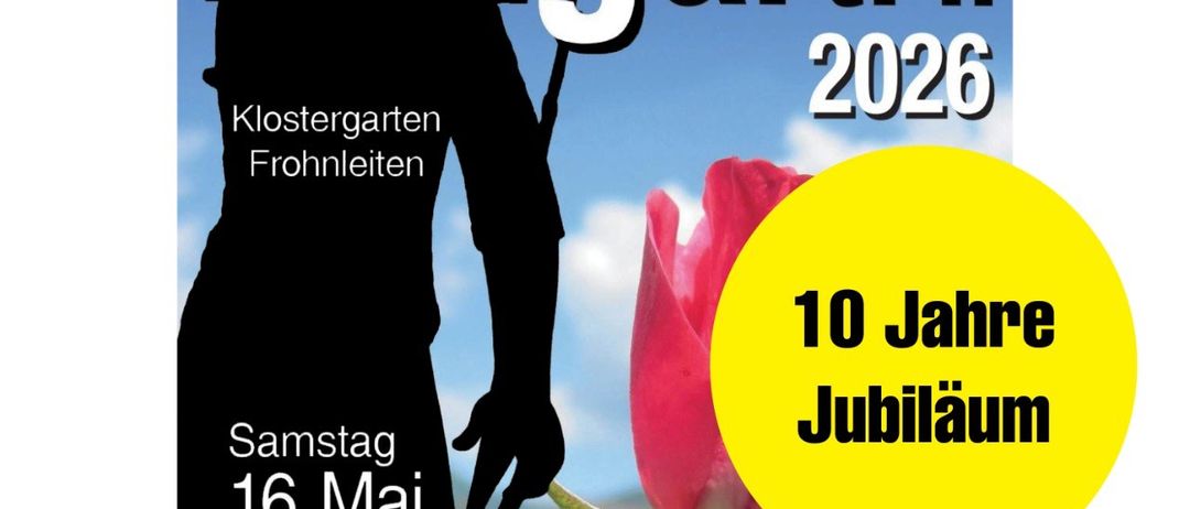 Poster for Angarti'n 2026 garden exhibition. Dates are Saturday, May 16th from 9-18, Sunday, May 17th from 9:30-17. Celebrating 10 years.