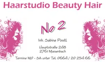 Das Beautystudio Nr. 2 befindet sich in der Hauptstraße 248, 2761 Miesenbach. Inhaberin ist Sabine Postl. Kontakt per Telefon 0664/20 254.