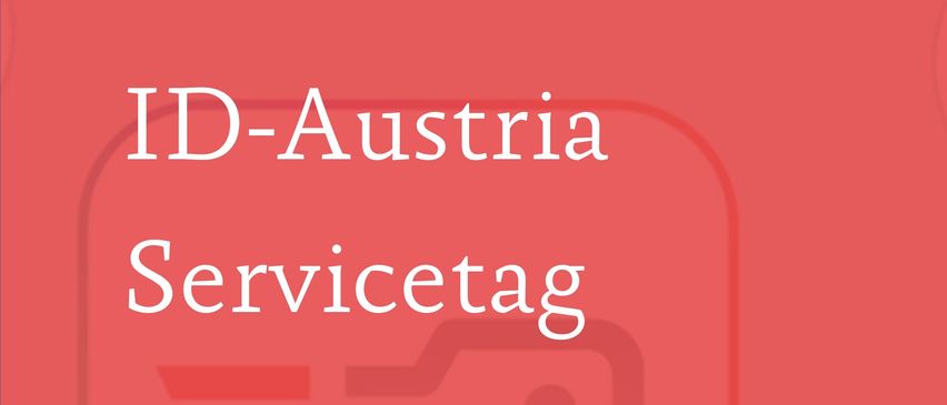 Ein roter Plakat für den ID-Austria Servicetag am 13. Oktober 2025 in Pregarten. Es zeigt ein schlüsselähnliches Symbol und das Logo der Stadt Pregarten.