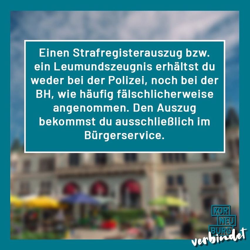 Einen Strafregisterauszug bzw. ein Leumundszeugnis erhältst du weder bei der Polizei, noch bei der BH, wie häufig fälschlicherweise angenommen. Den Auszug bekommst du ausschließlich im Bürgerservice.