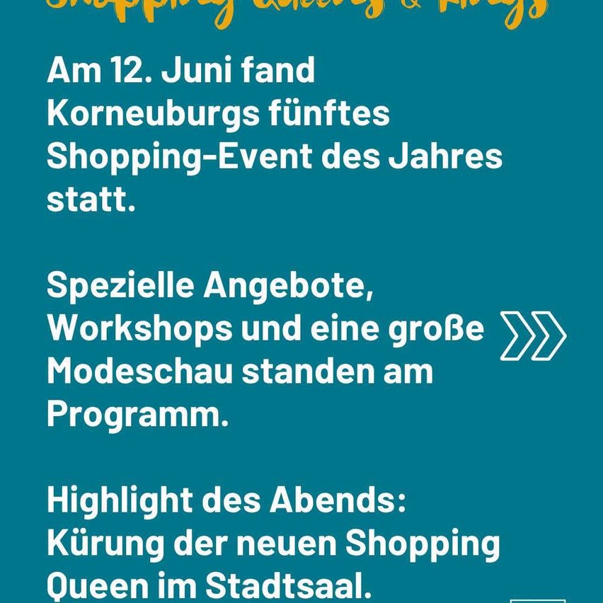 Am 12. Juni findet Kornburgs fünftes Shopping-Event des Jahres statt. Spezialangebote, Workshops und eine große Modenschau stehen auf dem Programm. Höhepunkt des Abends: Krönung der neuen Shopping Queen im Stadtsaal.