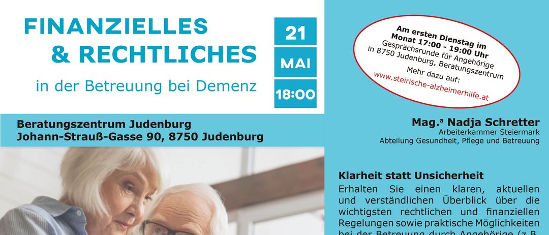Vortrag Finanzielles & Rechtliches in der Betreuung bei Demenz