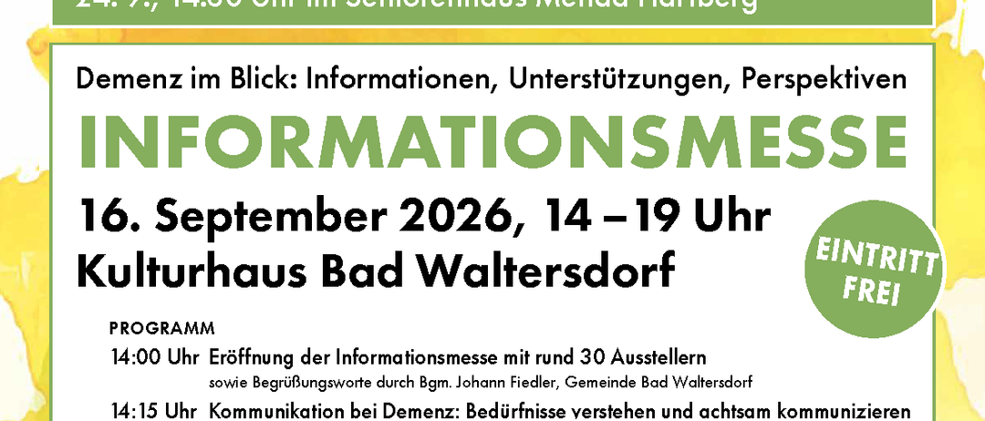 Langer Tag der Demenz Bad Waltersdorf: Informationsmesse Demenz im Blick