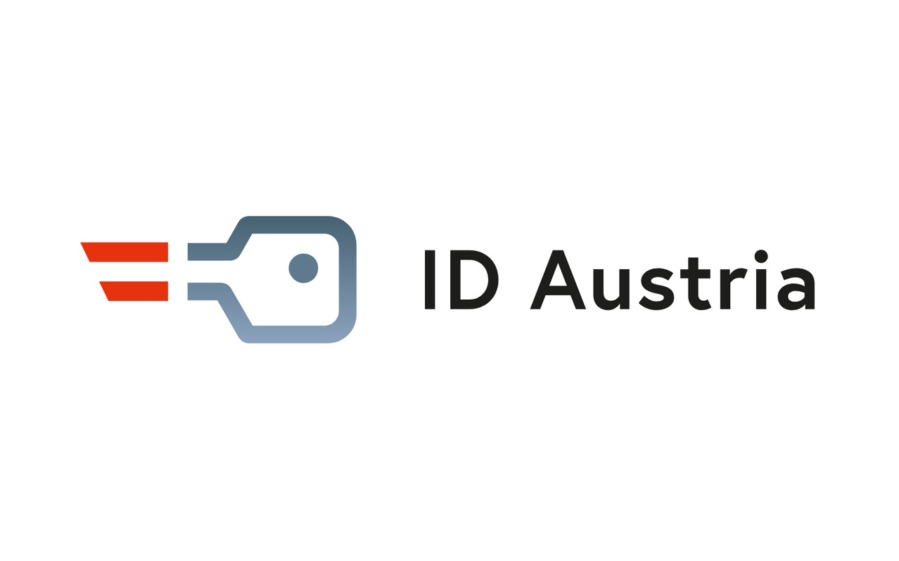 Das Logo von ID Austria ist abgebildet. Es zeigt einen stilisierten Schlüssel mit einem Punkt in der Mitte, begleitet von dem Text 'ID Austria'.