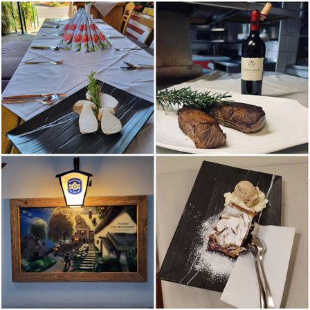 Bild enthält, Lunch, Meal, Cutlery, Table, Spoon, Painting, Collage, Dining Table, Plate, Fork