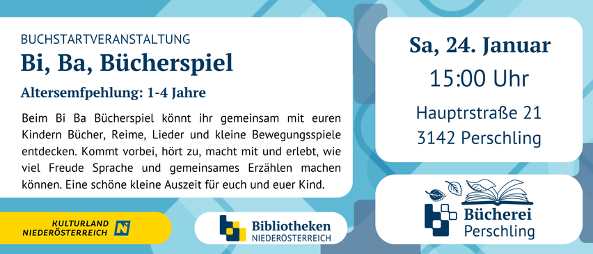 Eine Veranstaltung über Bücherspiel für Kinder im Alter von 1-4 Jahren. Sie findet am Samstag, 24. Januar um 15:00 Uhr statt. Es beinhaltet Reime, Lieder, kleine Bewegungsspiele und Sprache. Es zielt darauf ab, eine schöne Erfahrung für das Kind und die Eltern zu bieten.