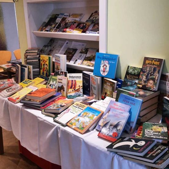 Bild enthält, Book, Publication, Furniture, Bookcase, Shop, Person