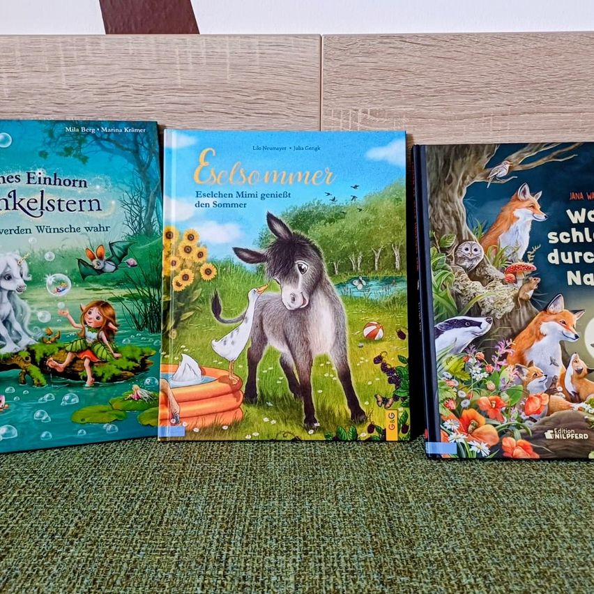 Kinderbücher: Einhorn, Eselchen Mimi und Waldtiere im Sommer