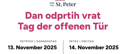 Plakat für einen offenen Tag bei St. Peter. Termine: Donnerstag, Dezember 2025, 15:00-19:00 und Freitag, 14. November, 8:00-12:00.