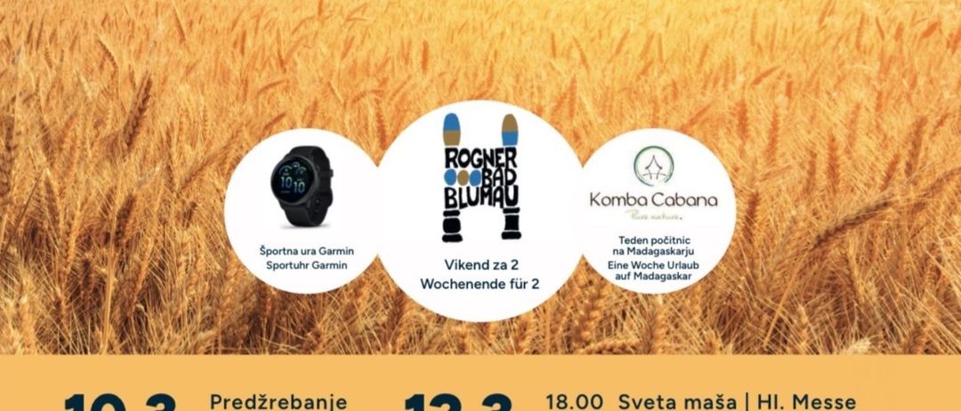 Plakat für eine Veranstaltung mit dem Titel 'Vom Korn zum Brot' zeigt ein Weizenfeld, Veranstaltungsdetails und Sponsoren. Daten und Zeiten sind 10. März um 10:00 und 12. März um 18:00.