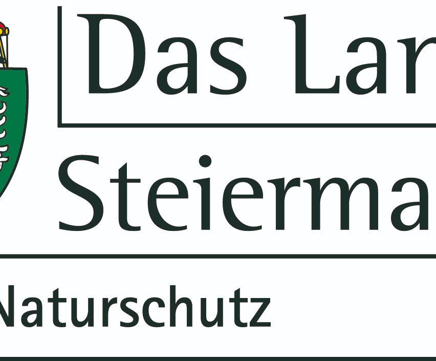 Das Bild zeigt einen weißen Hintergrund mit großem schwarzem Text. Es steht 'Das La' und 'Steiermark' in einer stilisierten Schrift, gefolgt von dem Wort 'Naturschutz' darunter. Das Design scheint ein Logo zu sein.