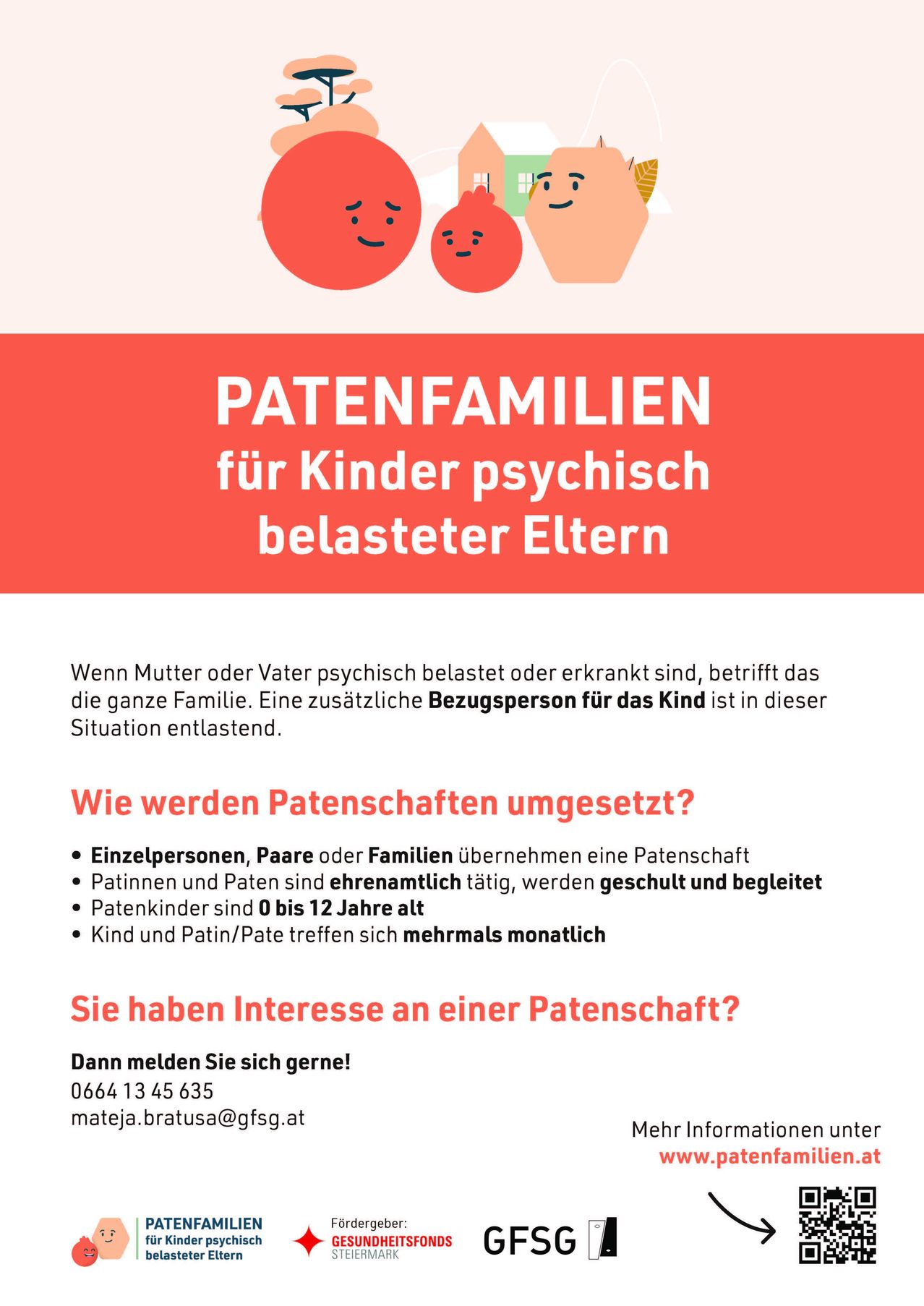 An advertisement for patent families for children of psychologically burdened parents. It explains how a patent family is formed and who can be a patent child. It also provides a contact number.