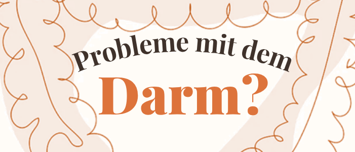 Infografik zeigt einen menschlichen Darm mit Symptomen von Darmproblemen wie Durchfall, Verstopfung, Blähungen und Bauchschmerzen. Beratungstage für Darmgesundheit in der Römer-Apotheke.