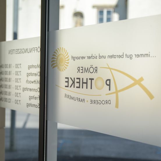 Eine Glastür zeigt ein Logo mit dem Text 'PHOENIX ELECTRIC' und einem goldenen Sonnendesign. Der Hintergrund ist verschwommen mit weißen und blauen Elementen.