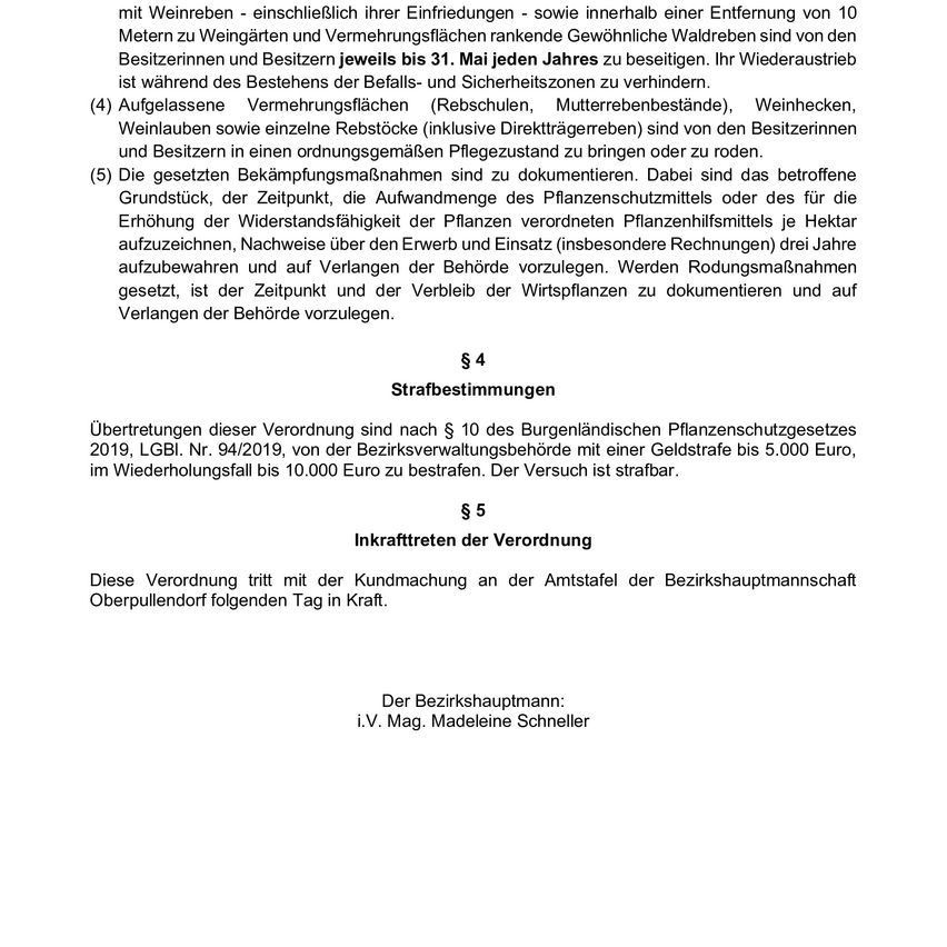 A document with legal text about plant protection regulations, including fines and penalties for violations. It specifies the types of plants and areas subject to restrictions, and the conditions under which they can be brought to market.
