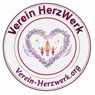 The circular logo for Verein HerzWerk features a heart shape with three children inside and the website Verein-Herzwerk.org at the bottom.