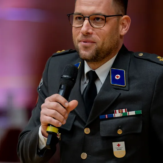 Adult, Male, Man, Person, Officer, Police Officer, Microphone, Captain, Glasses, Suit