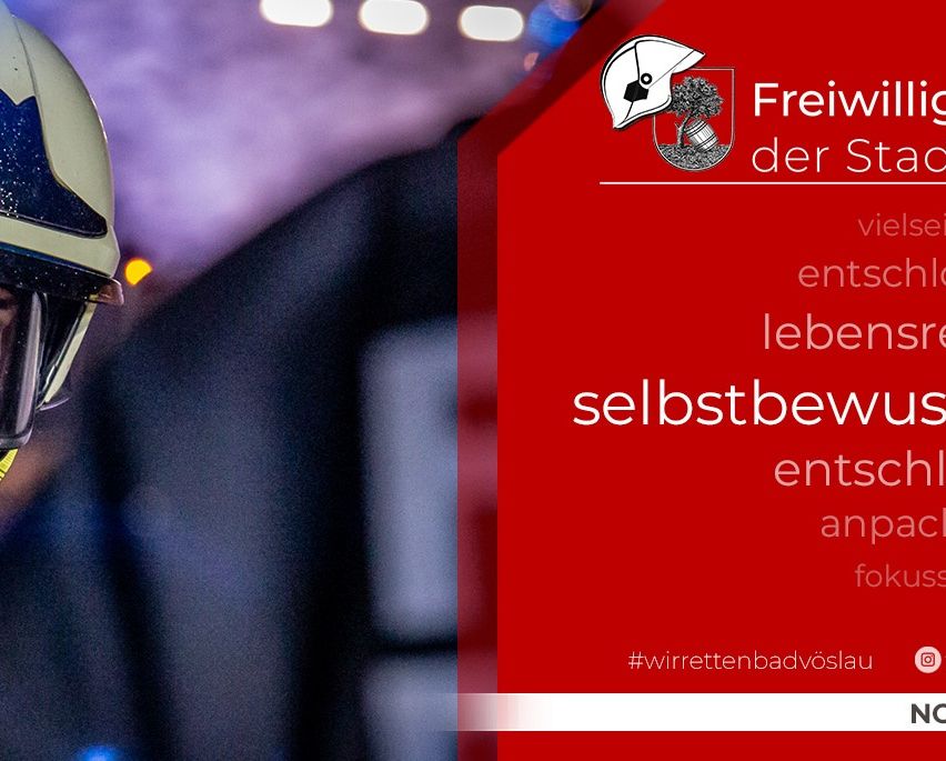 Ein Feuerwehrmann in einem Helm und einer Gasmaske ist in einem dunklen Raum. Das Wort selbst ist auf der rechten Seite angezeigt.