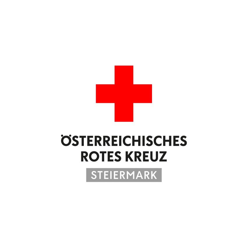 Das Logo des Österreichischen Roten Kreuzes mit einem roten Kreuz und dem Text 'Steiermark' in Deutsch.