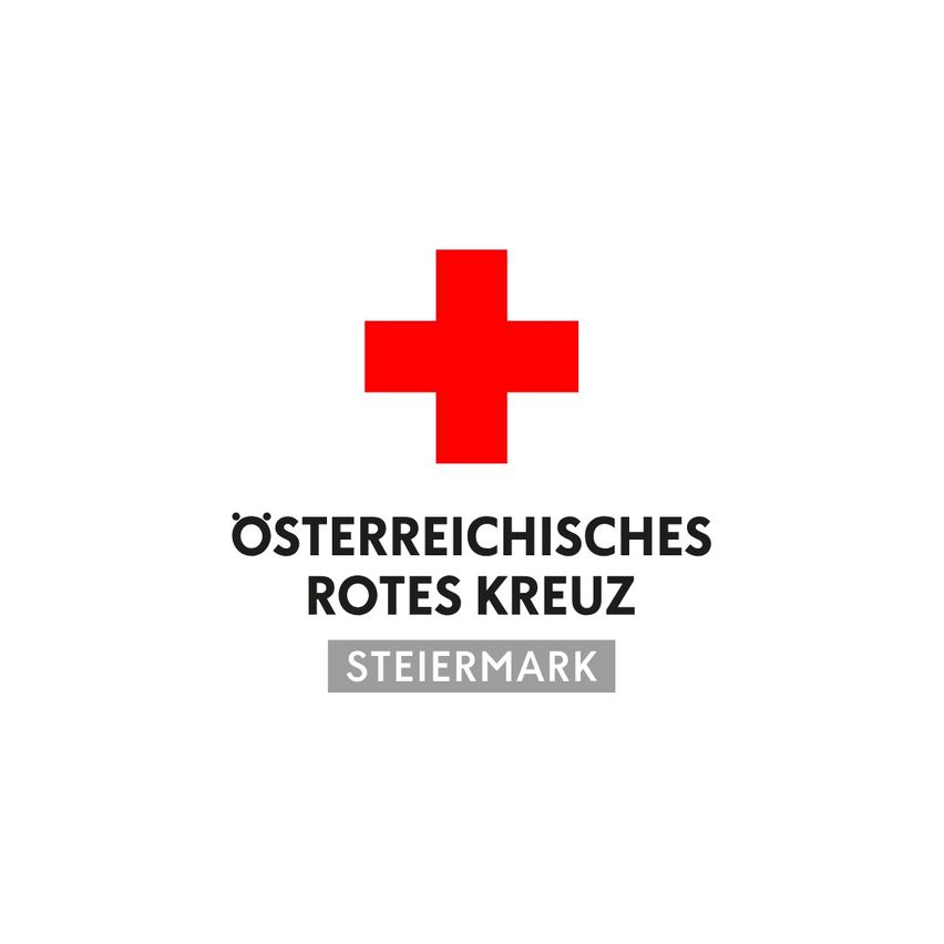 Das Logo des Osterreichischen Roten Kreuzes Steiermark, mit einem roten Kreuz auf weißem Hintergrund.