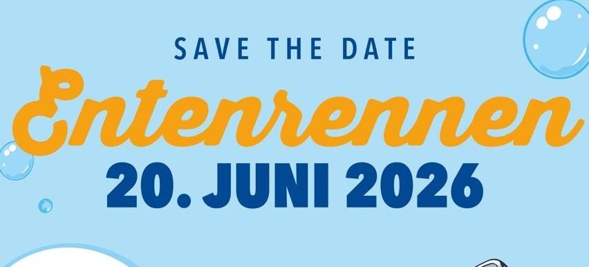 Poster for Freiwillige Feuerwehr Altenmarkt/Triesting, Save the Date for Entenrennen on 20th June 2026. Features the fire department's emblem and event details.