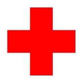 Ein rotes Kreuz-Symbol mit der Aufschrift 'REICHS ROTES KREUZ' darüber und 'Liebe zum Mensch' darunter.