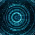 Ein blaues und schwarzes kreisförmiges Muster mit Linien, die eine Spirale bilden. Die Spirale ist zentriert mit verschiedenen Blau- und Schwarztönen.