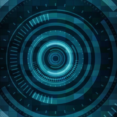 Ein blaues und schwarzes kreisförmiges Muster mit Linien, die eine Spirale bilden. Die Spirale ist zentriert mit verschiedenen Blau- und Schwarztönen.