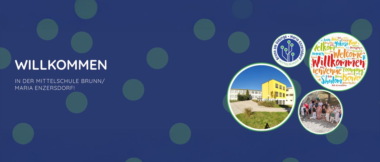 Ein Bild von einem gelben Gebäude und einer Straße mit einem kreisförmigen blauen Hintergrund, der mit grünen Kreisen gepunktet ist.