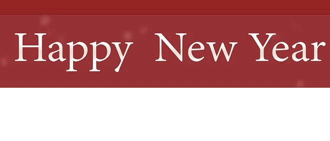 Eine Neujahrskarte mit dem Jahr 2018. Der obere Teil hat einen roten Hintergrund mit weißen Sternen und den Worten 'Happy New Year'. Darunter befindet sich ein weißer Bereich und ein goldener Bereich mit der Nummer '2018'.