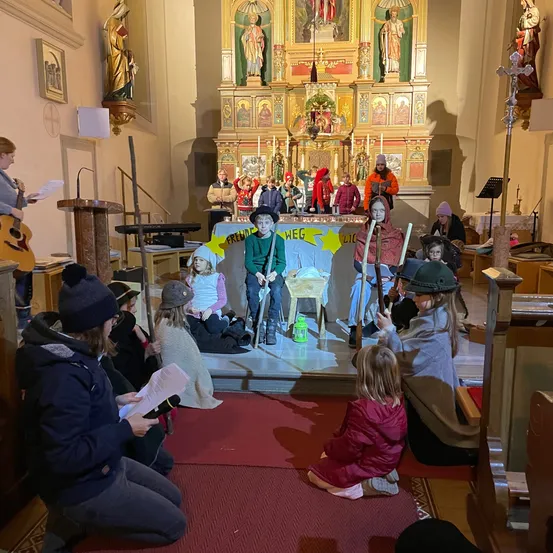 Adult, Female, Person, Woman, Prayer, Child, Girl, Crowd, Altar, Building