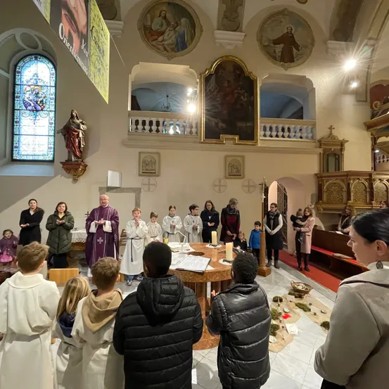Adult, Female, Person, Woman, Building, Indoors, Prayer, Male, Man, Child