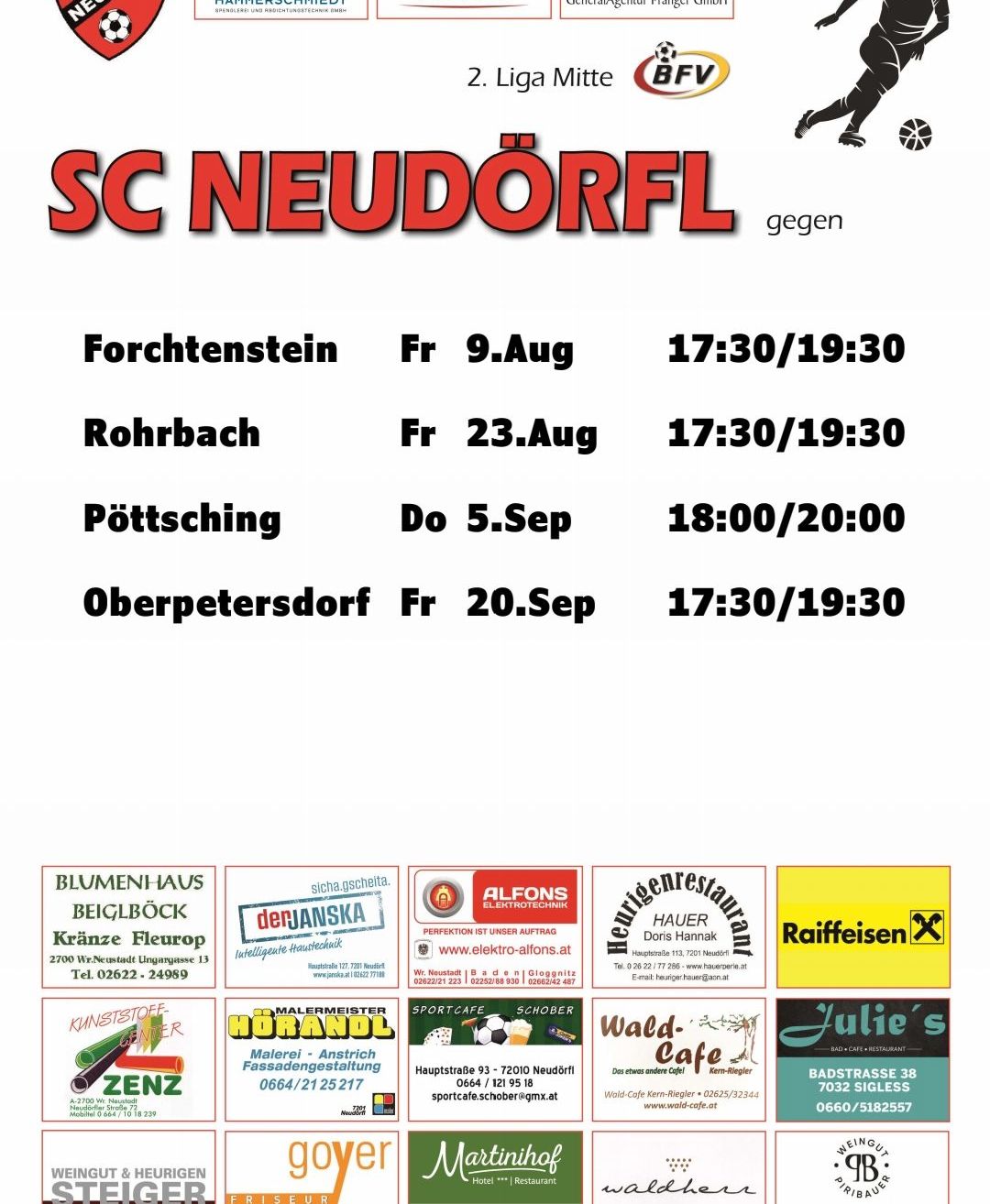 Ankündigung der ersten 4 Heimspiele in der Herbstsaison 2024