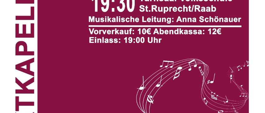 Plakat für ein Konzert in der Marktkapelle am 15. November 2025 um 19:30 Uhr. Anna Schonauer leitet. Tickets kosten 10€ im Vorverkauf und 12€ an der Abendkasse. Einlass um 19:00 Uhr.
